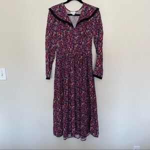 NWT ghost london fable floral midi dress paisley ditsy floral purple/red sz.S